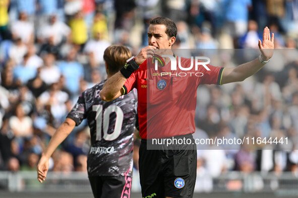 Referee Giovanni Ayroldi officiates during the 7th day of the Serie A Championship between S.S. Lazio and Empoli F.C. at the Olympic Stadium...