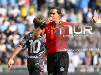 Referee Giovanni Ayroldi officiates during the 7th day of the Serie A Championship between S.S. Lazio and Empoli F.C. at the Olympic Stadium...