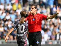 Referee Giovanni Ayroldi officiates during the 7th day of the Serie A Championship between S.S. Lazio and Empoli F.C. at the Olympic Stadium...