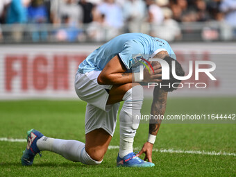 Valentin Castellanos of S.S. Lazio participates in the 7th day of the Serie A Championship between S.S. Lazio and Empoli F.C. at the Olympic...