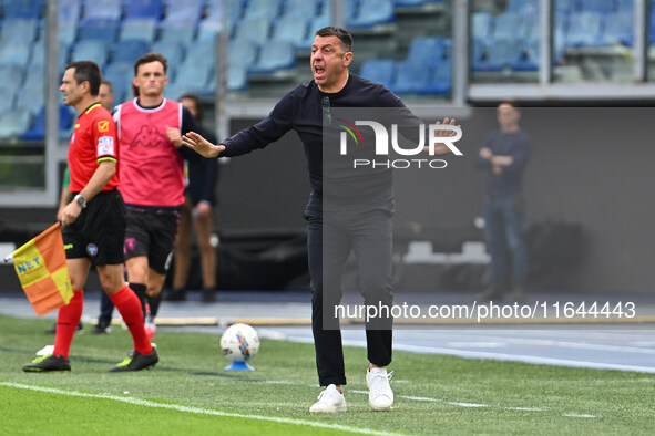 Roberto D'Aversa coaches Empoli F.C. during the 7th day of the Serie A Championship between S.S. Lazio and Empoli F.C. at the Olympic Stadiu...