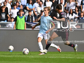 Nicolo Rovella of S.S. Lazio and Mattia Viti of Empoli F.C. are in action during the 7th day of the Serie A Championship between S.S. Lazio...