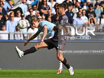 Nicolo Rovella of S.S. Lazio and Mattia Viti of Empoli F.C. are in action during the 7th day of the Serie A Championship between S.S. Lazio...