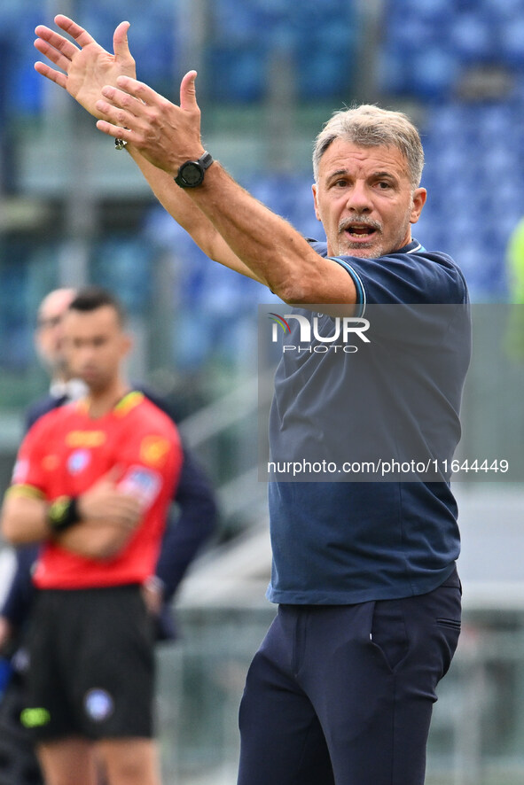 Marco Baroni coaches S.S. Lazio during the 7th day of the Serie A Championship between S.S. Lazio and Empoli F.C. at the Olympic Stadium in...