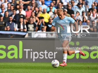 Gustav Isaksen of S.S. Lazio is in action during the 7th day of the Serie A Championship between S.S. Lazio and Empoli F.C. at the Olympic S...