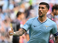 Mattia Zaccagni of S.S. Lazio celebrates after scoring the goal to make it 1-1 during the 7th day of the Serie A Championship between S.S. L...