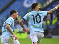 Mattia Zaccagni of S.S. Lazio celebrates after scoring the goal to make it 1-1 during the 7th day of the Serie A Championship between S.S. L...