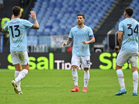 Mattia Zaccagni of S.S. Lazio celebrates after scoring the goal to make it 1-1 during the 7th day of the Serie A Championship between S.S. L...