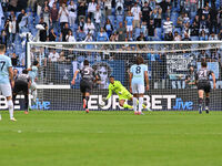 Devis Vasquez of Empoli F.C. saves the penalty taken by Valentin Castellanos of S.S. Lazio during the 7th day of the Serie A Championship be...