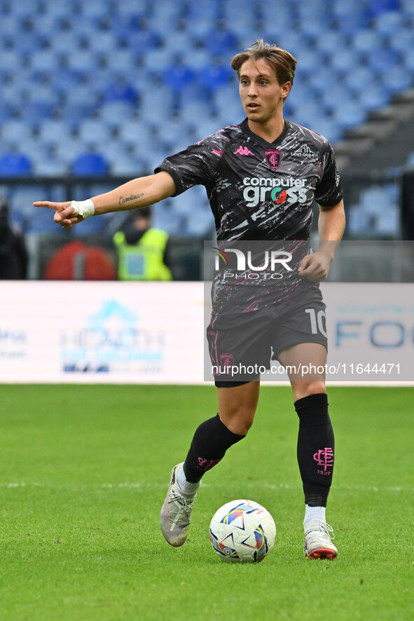 Jacopo Fazzini of Empoli F.C. is in action during the 7th day of the Serie A Championship between S.S. Lazio and Empoli F.C. at the Olympic...