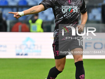 Jacopo Fazzini of Empoli F.C. is in action during the 7th day of the Serie A Championship between S.S. Lazio and Empoli F.C. at the Olympic...