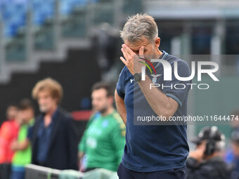 Marco Baroni coaches S.S. Lazio during the 7th day of the Serie A Championship between S.S. Lazio and Empoli F.C. at the Olympic Stadium in...