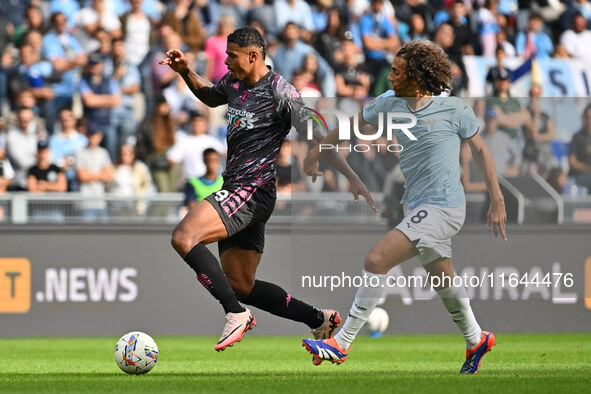 Tino Anjorin of Empoli F.C. and Matteo Guendouzi of S.S. Lazio are in action during the 7th day of the Serie A Championship between S.S. Laz...