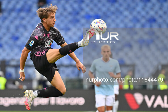 Jacopo Fazzini of Empoli F.C. is in action during the 7th day of the Serie A Championship between S.S. Lazio and Empoli F.C. at the Olympic...