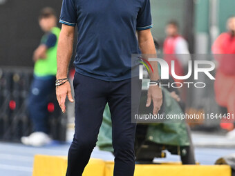 Marco Baroni coaches S.S. Lazio during the 7th day of the Serie A Championship between S.S. Lazio and Empoli F.C. at the Olympic Stadium in...