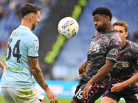 Mario Gila of S.S. Lazio and Emmanuel Ekong of Empoli F.C. are in action during the 7th day of the Serie A Championship between S.S. Lazio a...