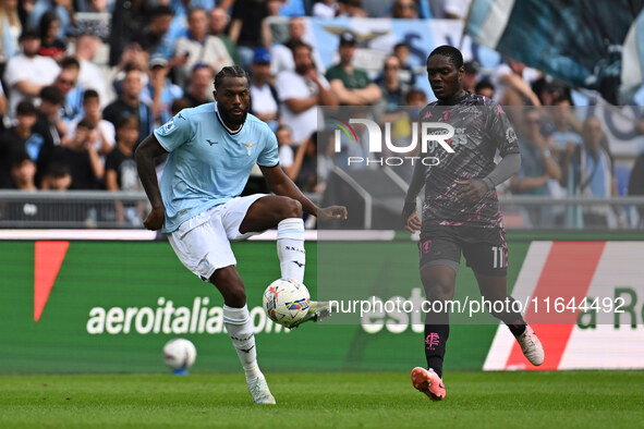 Nuno Tavares of S.S. Lazio and Emmanuel Gyasi of Empoli F.C. are in action during the 7th day of the Serie A Championship between S.S. Lazio...