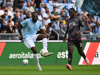 Nuno Tavares of S.S. Lazio and Emmanuel Gyasi of Empoli F.C. are in action during the 7th day of the Serie A Championship between S.S. Lazio...