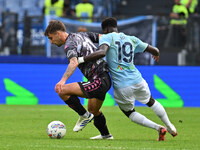 Mattia Viti of Empoli F.C. and Boulaye Dia of S.S. Lazio are in action during the 7th day of the Serie A Championship between S.S. Lazio and...