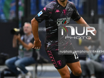 Liberato Cacace of Empoli F.C. is in action during the 7th day of the Serie A Championship between S.S. Lazio and Empoli F.C. at the Olympic...