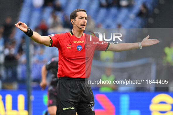 Referee Giovanni Ayroldi officiates during the 7th day of the Serie A Championship between S.S. Lazio and Empoli F.C. at the Olympic Stadium...