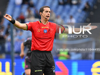 Referee Giovanni Ayroldi officiates during the 7th day of the Serie A Championship between S.S. Lazio and Empoli F.C. at the Olympic Stadium...