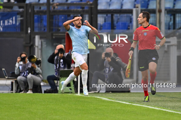 Pedro of S.S. Lazio celebrates after scoring the goal of 2-1 during the 7th day of the Serie A Championship between S.S. Lazio and Empoli F....