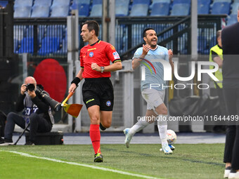 Pedro of S.S. Lazio celebrates after scoring the goal of 2-1 during the 7th day of the Serie A Championship between S.S. Lazio and Empoli F....