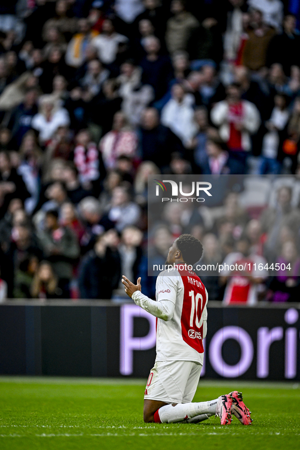 AFC Ajax Amsterdam forward Chuba Akpom celebrates the 3-1 goal during the match between Ajax and Groningen at the Johan Cruijff ArenA for th...