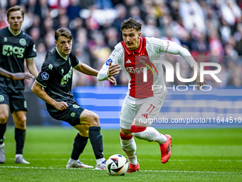 AFC Ajax Amsterdam forward Mika Godts plays during the match between Ajax and Groningen at the Johan Cruijff ArenA for the Dutch Eredivisie...