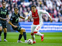 AFC Ajax Amsterdam forward Mika Godts plays during the match between Ajax and Groningen at the Johan Cruijff ArenA for the Dutch Eredivisie...