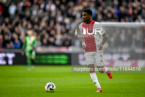 AFC Ajax Amsterdam defender Jorrel Hato plays during the match between Ajax and Groningen at the Johan Cruijff ArenA for the Dutch Eredivisi...