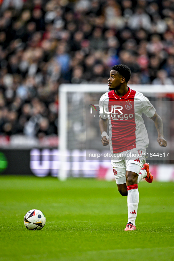 AFC Ajax Amsterdam defender Jorrel Hato plays during the match between Ajax and Groningen at the Johan Cruijff ArenA for the Dutch Eredivisi...