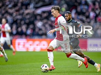 AFC Ajax Amsterdam forward Mika Godts plays during the match between Ajax and Groningen at the Johan Cruijff ArenA for the Dutch Eredivisie...