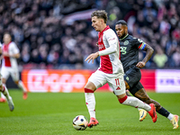 AFC Ajax Amsterdam forward Mika Godts plays during the match between Ajax and Groningen at the Johan Cruijff ArenA for the Dutch Eredivisie...