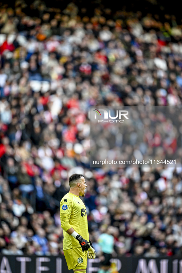 FC Groningen goalkeeper Etienne Vaessen participates in the match between Ajax and Groningen at the Johan Cruijff ArenA for the Dutch Erediv...