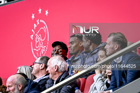 Danzell Gravenberch and Ryan Gravenberch participate in the match between Ajax and Groningen at the Johan Cruijff ArenA for the Dutch Erediv...