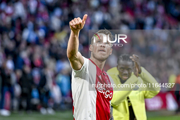 AFC Ajax Amsterdam forward Wout Weghorst plays during the match between Ajax and Groningen at the Johan Cruijff ArenA for the Dutch Eredivis...