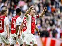 AFC Ajax Amsterdam midfielder Davy Klaassen celebrates the 1-0 goal during the match between Ajax and Groningen at the Johan Cruijff ArenA f...