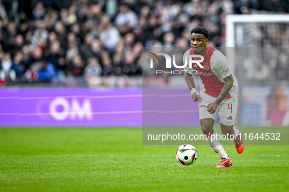 AFC Ajax Amsterdam defender Jorrel Hato plays during the match between Ajax and Groningen at the Johan Cruijff ArenA for the Dutch Eredivisi...