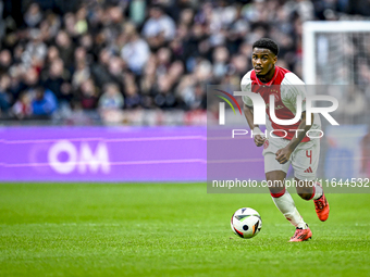 AFC Ajax Amsterdam defender Jorrel Hato plays during the match between Ajax and Groningen at the Johan Cruijff ArenA for the Dutch Eredivisi...