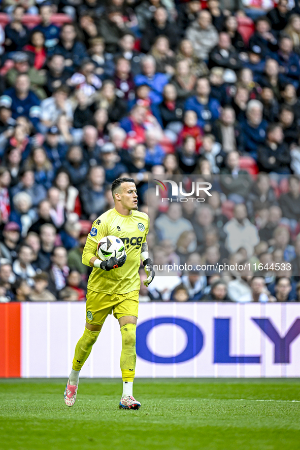 FC Groningen goalkeeper Etienne Vaessen participates in the match between Ajax and Groningen at the Johan Cruijff ArenA for the Dutch Erediv...