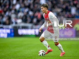 AFC Ajax Amsterdam forward Mika Godts plays during the match between Ajax and Groningen at the Johan Cruijff ArenA for the Dutch Eredivisie...