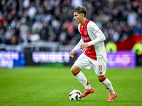 AFC Ajax Amsterdam forward Mika Godts plays during the match between Ajax and Groningen at the Johan Cruijff ArenA for the Dutch Eredivisie...