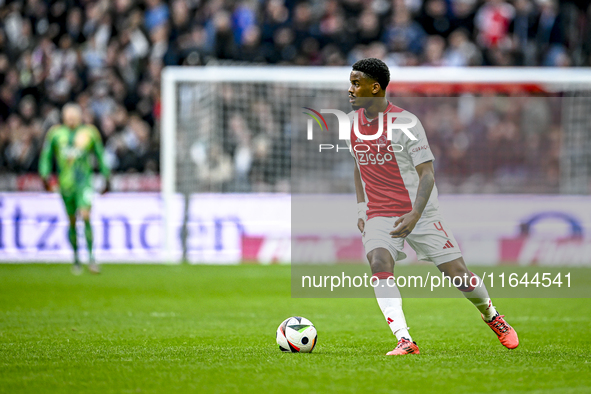 AFC Ajax Amsterdam defender Jorrel Hato plays during the match between Ajax and Groningen at the Johan Cruijff ArenA for the Dutch Eredivisi...