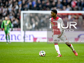 AFC Ajax Amsterdam defender Jorrel Hato plays during the match between Ajax and Groningen at the Johan Cruijff ArenA for the Dutch Eredivisi...