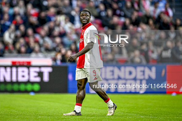 AFC Ajax Amsterdam forward Brian Brobbey plays during the match between Ajax and Groningen at the Johan Cruijff ArenA for the Dutch Eredivis...