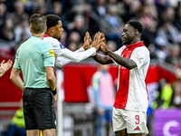 AFC Ajax Amsterdam forwards Chuba Akpom and Brian Brobbey play during the match between Ajax and Groningen at the Johan Cruijff ArenA for th...