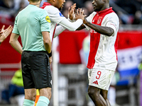 AFC Ajax Amsterdam forwards Chuba Akpom and Brian Brobbey play during the match between Ajax and Groningen at the Johan Cruijff ArenA for th...