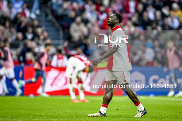 AFC Ajax Amsterdam forward Brian Brobbey plays during the match between Ajax and Groningen at the Johan Cruijff ArenA for the Dutch Eredivis...